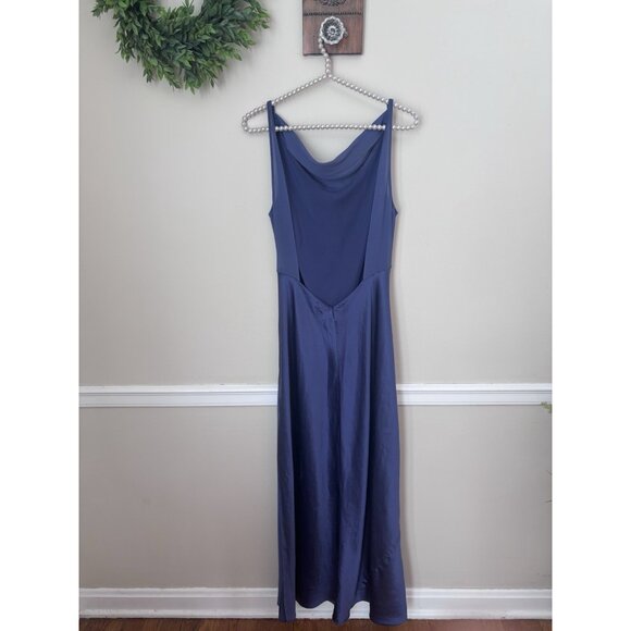 Vintage Victorias Secret Size L Blue Silk Maxi Nightgown Sleeveless Open Back - Picture 3 of 7